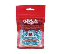 dekora - Confetti Sprinkles Confiserie Comestible - Étoiles et Cercles en Sucre Bleu et Blanc
