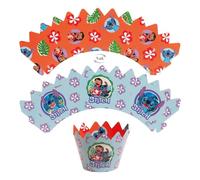 dekora - Décoration Anniversaire Stitch, Lot de 6 caissettes muffins papier décoratives (pas pour la cuisson) + 6 toppers, double face, déco cupcake muffins/cupcakes