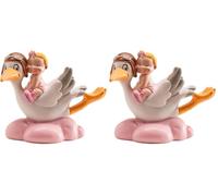 dekora - Décoration Baptême Fille Figurine, 10,5 cm de Hauteur - Cigogne Volant avec Un Bébé - Décoration Gâteau Baptême, Design Original et Détaillé, Cake Topper Apte au Contact Alimentaire