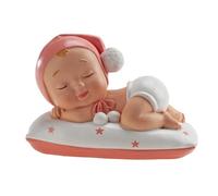 dekora - Décoration Baptême Fille, Figurine en résine, Bébé Endormi, 10 cm, Décoration Gâteau Baptême, Design Original et Détaillé, Cake topper Apte au Contact Alimentaire