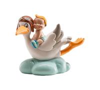 dekora - Décoration Baptême Fille, Figurine en résine, Cigogne Volant avec Un Bébé, 10,5 cm de Hauteur, Décoration Gâteau Baptême, Design Original et Détaillé, Cake topper Apte au Contact Alimentaire