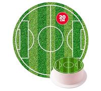 dekora - Décoration Comestible pour Gâteau d'anniversaire pour Enfant Terrain de Football - Disque Comestible - Diamètre 20 cm