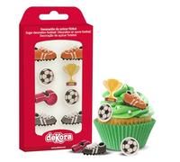 dekora - Decoration Cupcake Comestible | Decoration Gateau Comestible au thème Football - Pack de 8 figurines comestibles