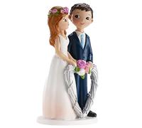 dekora Décoration de Gâteau de Mariage | Figurines Gâteaux de Mariage Marié Coeur - 16 cm, Multicolore, (305103)