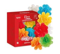 dekora - Décoration de Gâteau, Fleurs Comestibles en Azyme, 6 Roses en Azyme, 7 cm, sans sucre, sans gluten, sans lactose, Couleurs Assorties, Anniversaire, Mariage, Baptême, Gender Reveal