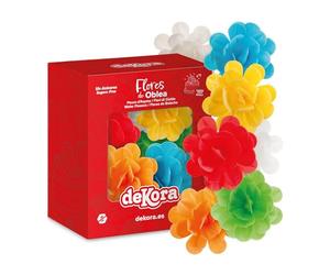 dekora - Décoration de Gâteau, Fleurs Comestibles en Azyme, 6 Roses en Azyme, 7 cm, sans sucre, sans gluten, sans lactose, Couleurs Assorties, Anniversaire, Mariage, Baptême, Gender Reveal