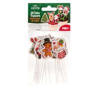 dekora - Décoration de Noël pour Gâteau en 8 Modèles - Toppers pour Décorer Cupcakes, Muffins, Gâteaux et Autres Desserts - Décoration de Noël pour Pâtisserie - 16 Pièces