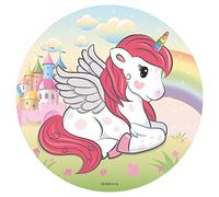Dekora - Decoration Gateau Anniversaire Feuille Azyme d'un Licorne - 20 cm Diametre