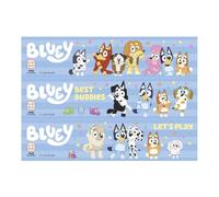 dekora - Décoration Gâteau Bluey, 3 Bandes en Papier Comestible 21 x 14,8 cm, Décoration Anniversaire Bluey et Bingo pour Bords et Côtés de Gâteaux, Sans Gluten, Sans Lactose, Convient aux Végétariens