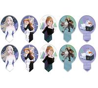 Dekora - Dekorapin Décoration Comestible pour Cupcakes ou Gâteau d'Anniversaire pour Enfants - 20 Feuilles d'Azymes La Reine des Neiges II - Taille 6,5x4 cm
