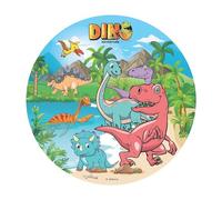 Dekora, Dinosaure, Disque d'Azyme Comestible, Décoration pour Gâteaux d'Anniversaire d'Enfants, Rond 20 CM