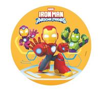dekora - Disque Azyme Iron Man Ø20 cm - Décoration Comestible pour Gâteau d'Anniversaire Enfant Marvel - Décoration Gâteau Super-Héros - Sans Gluten - Adapté aux Végétariens
