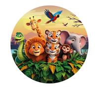Dekora, Disque Comestible Animaux de la Jungle pour Gâteau, Décoration Anniversaire Enfant, Papier Azyme pour Pâtisserie, Thème Safari, Sans Gluten, Facile à Utiliser, Diamètre 20 CM