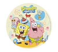 dekora, Disque Comestible Bob l'Éponge pour Gâteau d'Anniversaire Enfant, Papier Azyme pour Pâtisserie, Ornement Original Sans Gluten, Décoration de Fête Thématique 20 CM,