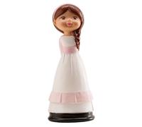 dekora - Figurine Décorative pour Première Communion - Fille avec Tresse - Fabriquée en Résine - Décoration pour Gâteaux - 15 cm Hauteur - Design Original et Détaillé - Compatible Contact Alimentaire