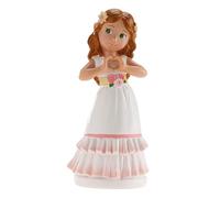 dekora - Figurine Décorative pour Première Communion - Fille Cœur avec les Mains - Fabriquée en Résine - Décoration pour Gâteaux - 16 cm - Design Original et Détaillé - Compatible Contact Alimentaire