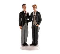 dekora - Figurine gâteau de mariage «Couple d’hommes» 19 cm - Décoration de Gâteau de mariage en Résine - Design Original et Détaillé - Cake topper Apte au Contact Alimentaire