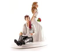 dekora - Figurine pour gâteau de mariage «Mariés émechés» - 14 cm de hauteur - Décoration de gâteau de mariage - Design original et détaillé - Cake topper apte au contact alimentaire