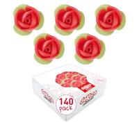 Dekora - Fleurs Comestibles Pour Décorer Les Gâteaux - Décoration Pour Gâteaux - Fleurs en Gaufette Sans Saveur De Couleur Rouge Ø 3,5 Cm - Oblates Sans Gluten, Sans Lactose - 140 Unités