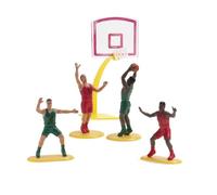 dekora - Kit décoration de gâteau de basket-ball en PVC avec panier et 4 joueurs, topper anniversaire d'enfant, idéal pour gâteau de bonbons et gâteaux d'anniversaire, décorations Happy Birthday