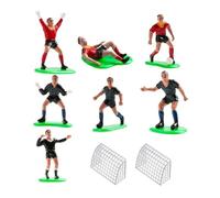 dekora - Kit décoration gâteau foot rouge et bleu avec buts