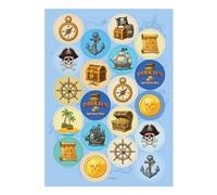 Dekora, Mini Disques Comestibles Pirates pour Cupcakes, Décoration de Gâteaux et Biscuits, Lot de 20 Pièces en Azyme, Idéal pour Anniversaire Enfant et Fête à Thème, Sans Gluten 3,4 cm