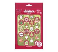 Dekora - Mini disques de gaufrette comestibles | Décoration de Noël pour gâteaux, cupcakes et autres sucreries | Blister de 20 mini disques de gaufrette