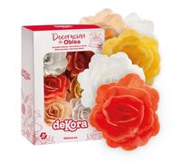 dekora | Roses D'Automne En Gaufrette, Fleurs Comestibles pour Gâteaux, sans sucre, sans gluten, sans lactose, couleurs assorties, Décoration Gâteau pour Anniversaire, Mariage, Baptême, Gender Reveal