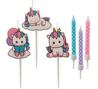 Dekora - Set de Bougies d'Anniversaire Licorne pour Décorer le plus Mignon des Gâteaux d'Anniversaire - 15 Bougies