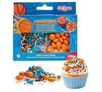 dekora - Vermicelles pâtisserie, Sprinkles gâteau Mix basketball, Décoration comestible pour gâteau d’anniversaire enfant, Topping sucré pour cupcakes, biscuits et desserts 70g