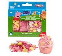 dekora - Vermicelles pâtisserie, Sprinkles gâteau Mix Peppa Pig, Décoration comestible pour gâteau d’anniversaire enfant, Topping sucré pour cupcakes, biscuits et desserts 70g