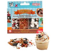 dekora - Vermicelles pâtisserie, Sprinkles gâteau Mix pirate, Décoration comestible pour gâteau d’anniversaire enfant, Topping sucré pour cupcakes, biscuits et desserts 70g