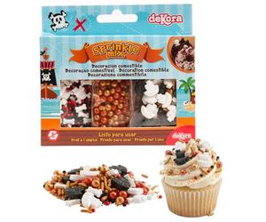 dekora - Vermicelles pâtisserie, Sprinkles gâteau Mix pirate, Décoration comestible pour gâteau d’anniversaire enfant, Topping sucré pour cupcakes, biscuits et desserts 70g