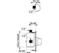 Delabie DU-Combi TEMPOMIX fermeture automatique MBatt. G1/2B encastré/bouche +ROUND
