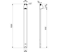 Delabie DU-Elem. Thermostat de robinet, corps en aluminium, raccordement supérieur, filetage G1/2B, alimentation par batterie 6V