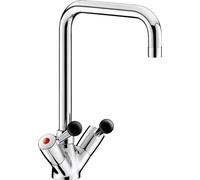 Delabie MBatt. Mitigeur monobloc 1 trou 45 l/min, bec pivotant L300, bouton sphérique en bakélite