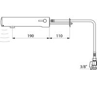 Delabie MBatt. TEMPOMATIC MIX4 WT G3/8 6V-Batt. L190 Mont. paroi arrière