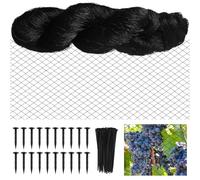 DELAESI Filet Anti Oiseaux 10m X 10m Filet Anti Pigeon Filet Voliere avec Clous de Sol et Attaches Zippées Noir Bird Netting pour Plante Fruit Légume