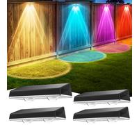Delaiglow Applique Murale Extérieur Solaire Étanche IP67, 4 Unité Lumiere Solaire Exterieur RVB avec 8 Modes Lampe Solaire Exterieur Puissante pour Cour, Jardin et Clôture