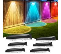 Delaiglow Applique Murale Extérieur Solaire Étanche IP67, 6 Unité Lumiere Solaire Exterieur RVB avec 8 Modes Lampe Solaire Exterieur Puissante pour Cour, Jardin et Clôture