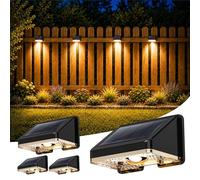 Delaiglow Applique Solaire Exterieur 4 Unités Lumiere Solaire Extérieur Blanc Chaud Lampe Solaire Murale Exterieur Étanche avec Joli Éclairage d'ambiance pour Clôture, Mur et Jardin