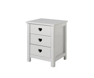 Delamaison Amor Table de Chevet en Bois avec 3 Tiroirs, Blanc