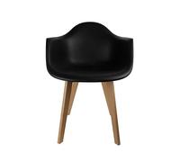 Delamaison Lot de 2 Fauteuils Scandinaves en Hêtre Design Nordique Noir | Hêtre, lot de 2 fauteuils scandinaves, design nordique, pieds bois, assise confortable, salon salle à manger, noir