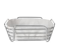 blomus - DELARA 63758 Panier à Pain L en Acier chromé, Sac en Tissu en Coton, Design Tendance et Moderne, Polyvalent, Aspect Exclusif (H x l x P) : 9,5 x 25,5 x 25,5 cm, 63758