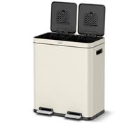 Deleca poubelle 60L 2 compartiments, tri sélectif, soft close, filtres FreshAura, beige mat