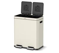 Deleca Poubelle de Tri 2x30L (60L) Inox Blanc Crème - Filtre FreshAura Anti-Odeur