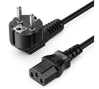 deleyCON 15m Câble Appareil Froid Alimentation Cordon électrique Fiche Contact Protection Type F (CEE 7/7) 90° Coudée vers Connecteur C13 PC Ordinateur Moniteur Imprimante Projecteur - Noir