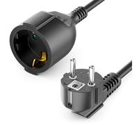 deleyCON 15m Câble D’Extension avec Prise Type F (CEE 7/7) Coudée à 90° vers Prise (CEE 7/3) - Cordon D’Alimentation pour TV, PC, Ordinateur, Vidéoprojecteur - Noir