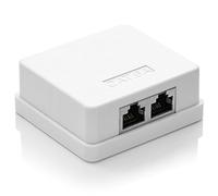 deleyCON 1x Prise Réseau CAT 6a - 2 Port RJ45 - FTP Blindée - Montage en Saillie - 10 Gbit - Prise Ethernet LAN - RAL 9003 - Blanc