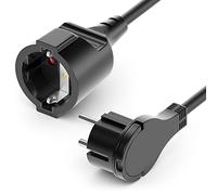 deleyCON 2m Câble d'alimentation Rallonge avec Fiche Plate Contact de Protection Électricité Câble Renouvellement 3680W Ménage Bureau Multimédia Noir